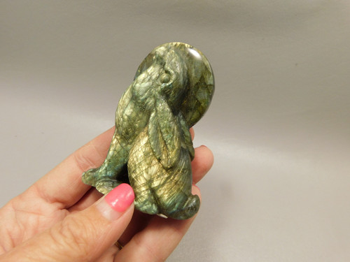 Rabbit Labradorite 2.9 inch Easter Bunny Animal Carving #O255 Rabbit Labradorite 2.9 inch Easter Bunny Animal Carving #O255