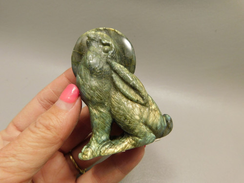 Rabbit Labradorite 2.9 inch Easter Bunny Animal Carving #O255 Rabbit Labradorite 2.9 inch Easter Bunny Animal Carving #O255