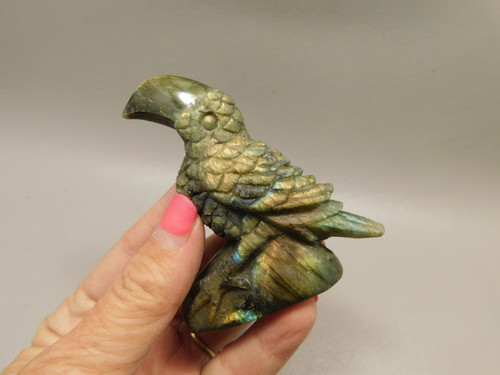 Toucan Bird Figurine Labradorite Rock Animal Carving Stone #O361 Toucan Bird Figurine Labradorite Rock Animal Carving Stone #O361