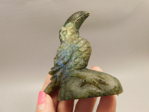 Toucan Bird Figurine Labradorite Rock Animal Carving Stone #O361 Toucan Bird Figurine Labradorite Rock Animal Carving Stone #O361