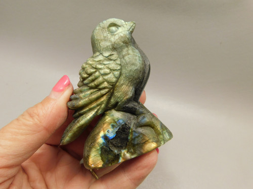 Bird Figurine Labradorite Gemstone Animal Carving #O71 Bird Figurine Labradorite Gemstone Animal Carving #O71
