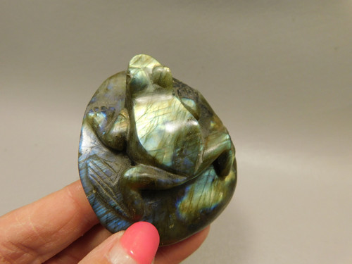 Frog Figurine Labradorite Carved 2.5 inch Stone Animal #O116 Frog Figurine Labradorite Carved 2.5 inch Stone Animal #O116