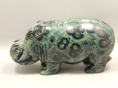 Hippopotamus Stone Figurine 6 inch Kabamba Jasper Animal Carving #O127