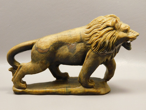 Lion Figurine Tiger-eye 7 Inch Hand Carved Gemstone Animal #O221