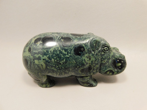 Hippopotamus Stone Figurine 4 inch Kabamba Jasper Animal Carving #O159