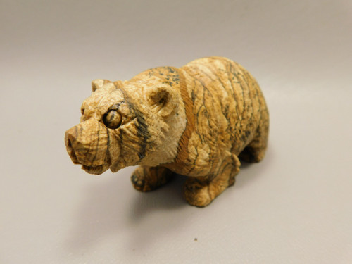 Bear Figurine Stone Animal Carving Kalahari Jasper 3.2 inch #O86