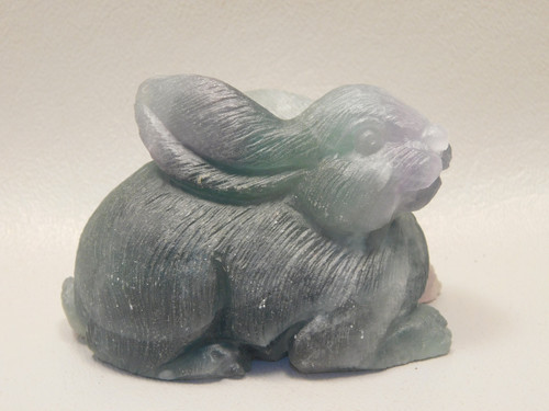 Rabbit Figurine Gemstone Animal Carving Purple Fluorite #O431