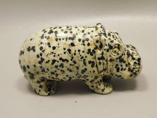 Hippopotamus Figurine Dalmatian Jasper 3 inch Animal Carving #O1