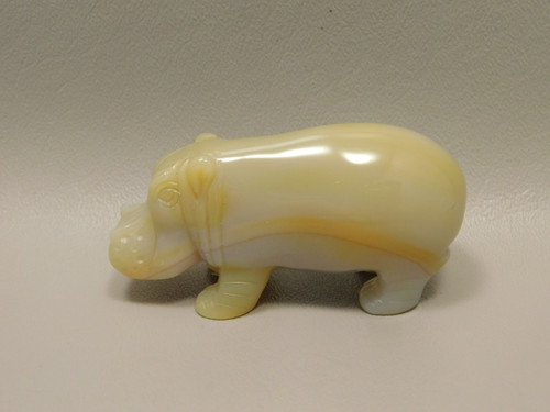Hippopotamus Figurine Agate 3 inch Gemstone Animal Carving #O509