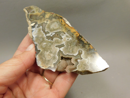 Crazy Lace Agate with Druse Polished Rock Endcut Mexico #O1