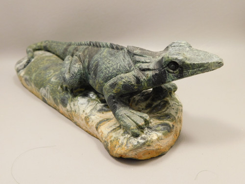 Iguana Lizard Figurine Kabamba Jasper Stone 9.25 inch Animal Carving #O256