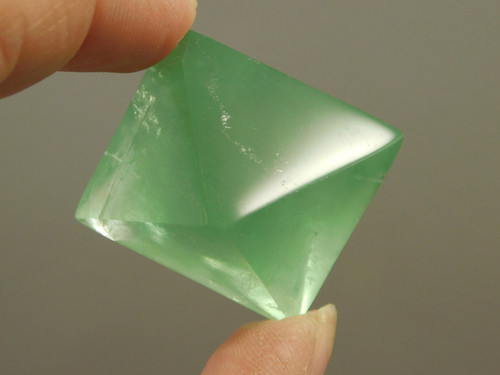 Green Fluorite Polished Octahedron Rock Crystal Healing Stone #O2