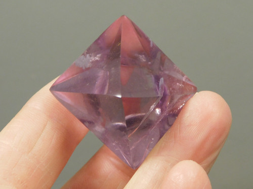 Purple Fluorite Polished Octahedron Rock Crystal Healing Stone #O3