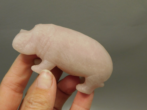 Hippopotamus Figurine Rose Quartz 3 inch Animal Carving #O378