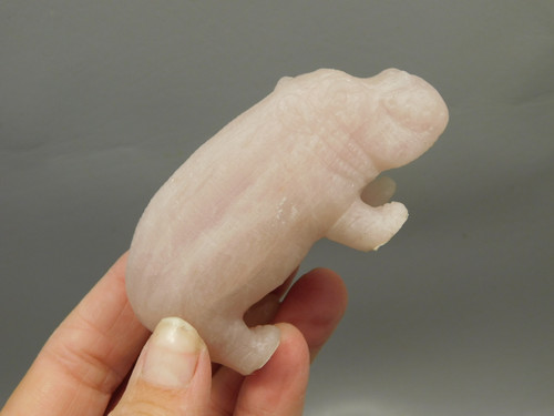 Hippopotamus Figurine Rose Quartz 3 inch Animal Carving #O378