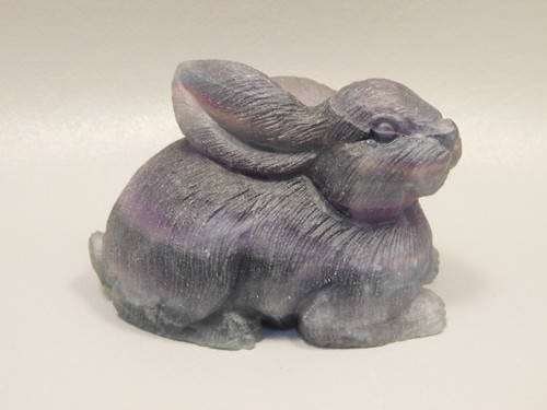 Easter Rabbit Figurine Gemstone Animal Carving Fluorite #O438