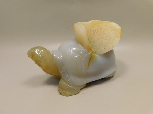Turtle Figurine Druse Agate Gemstone Carving 4.4 inch #O226