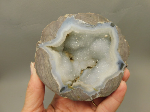 Dugway Thunderegg Rock Geode Blue Agate Druse Crystals #O27