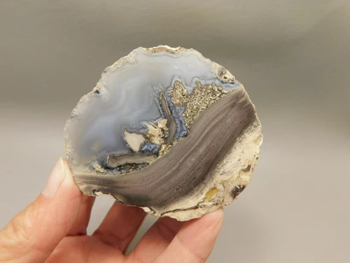 Dugway Thunderegg Polished Rock Geode Blue Agate #O22