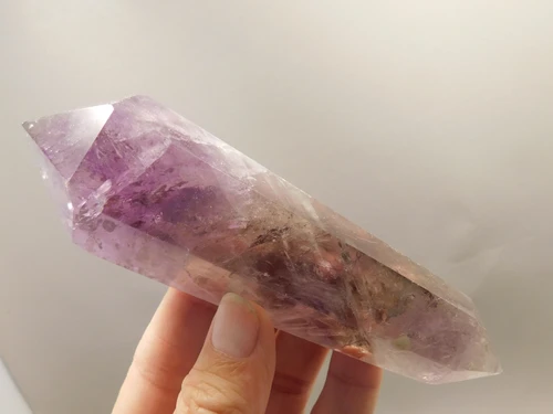Amethyst and Smoky Quartz Crystal 5 inch Double Terminated Point #O16