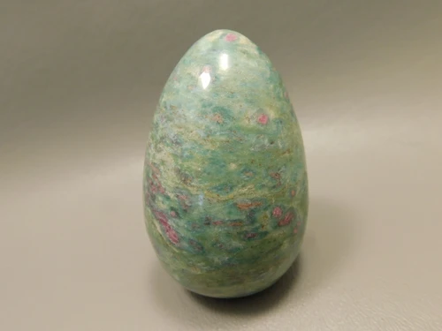 Ruby and Fuchsite Egg Shaped Stone 2.4 inch Carved Rock #O4