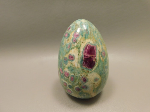Ruby and Fuchsite Stone Egg  2.6 inch Hand Carved Rock #O7