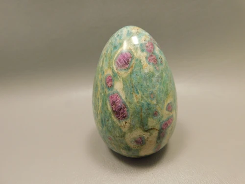 Ruby and Fuchsite Stone Egg  2.6 inch Hand Carved Rock #O7