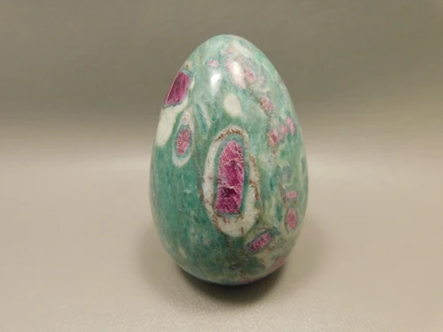 Ruby and Fuchsite Stone Egg  Carving 2.6 inch Rock #O6