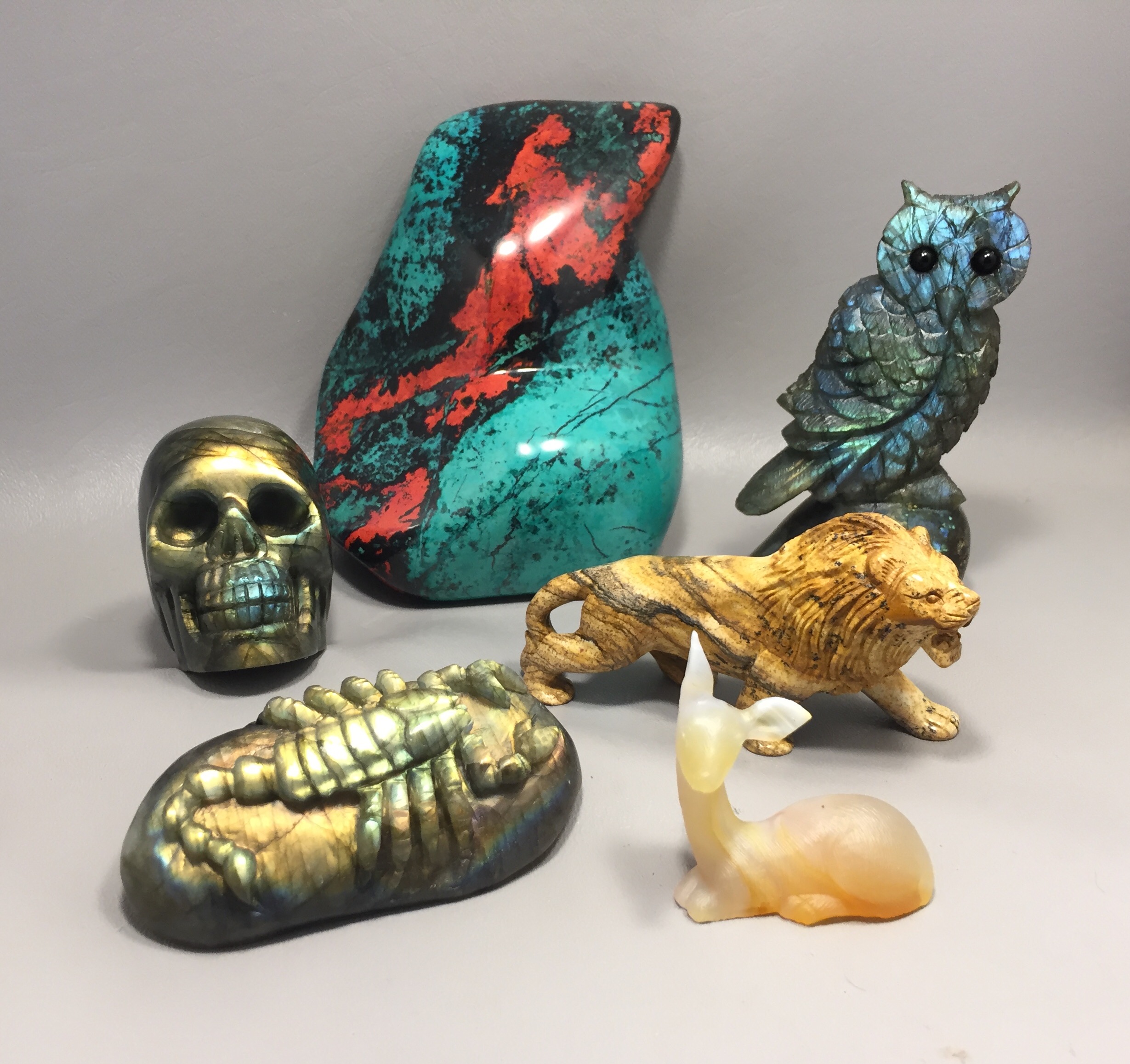 gemstone animal carvings
