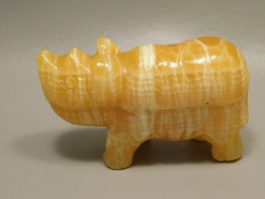 Rhinoceros Figurine Orange Calcite 3 inch Animal Gemstone Carving ...