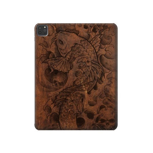 W3405 Graphique poisson Tatouage cuir Imprimer Tablet Etui Coque Housse pour iPad Pro 11 (2021,2020,2018, 3rd, 2nd, 1st)