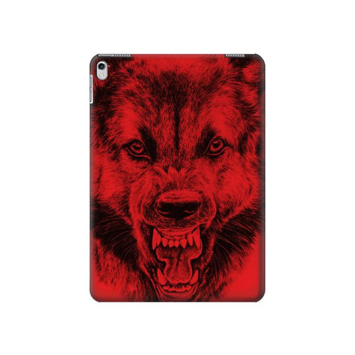 W1090 Rouge Loup Tablet Etui Coque Housse pour iPad Air 2, iPad 9.7 (2017,2018), iPad 6, iPad 5