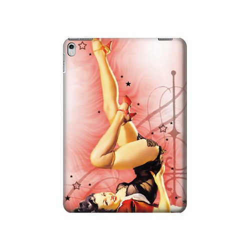 W1669 Afficher Fille Millésime Tablet Etui Coque Housse pour iPad Air 2, iPad 9.7 (2017,2018), iPad 6, iPad 5