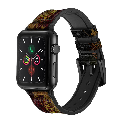 CA0044 Chinese Dragon Leather & Silicone Smart Watch Band Strap For Apple Watch iWatch