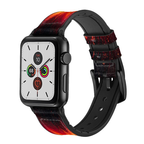 CA0091 Volcano Lava Leather & Silicone Smart Watch Band Strap For Apple Watch iWatch