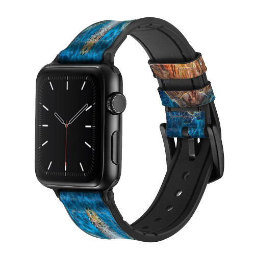 CA0158 Blue Sea Turtle Leather & Silicone Smart Watch Band Strap For Apple Watch iWatch