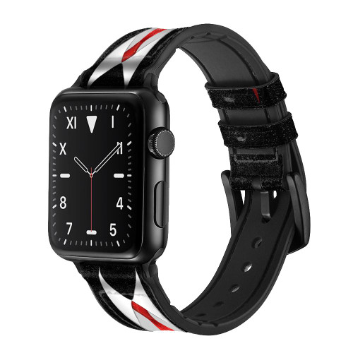 CA0200 Black Suit Leather & Silicone Smart Watch Band Strap For Apple Watch iWatch