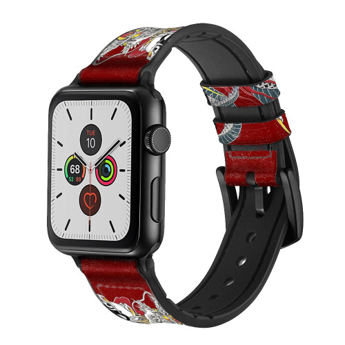 CA0231 Yakuza Dragon Tattoo Leather & Silicone Smart Watch Band Strap For Apple Watch iWatch