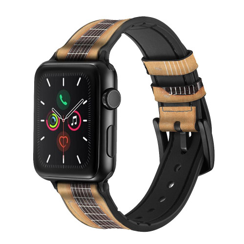 CA0454 Classical Guitar Leather & Silicone Smart Watch Band Strap For Apple Watch iWatch