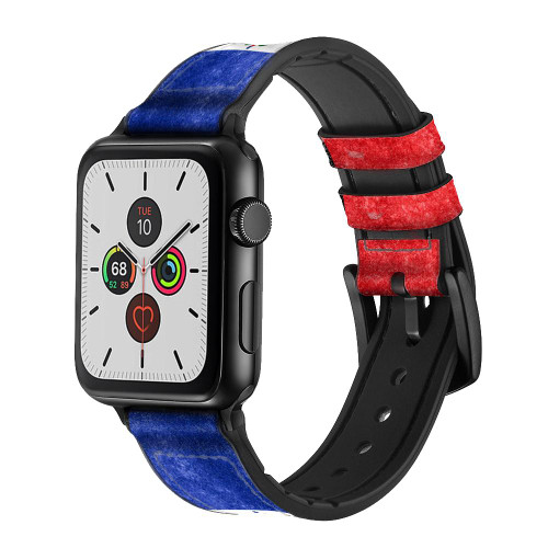 CA0541 Haiti Flag Leather & Silicone Smart Watch Band Strap For Apple Watch iWatch