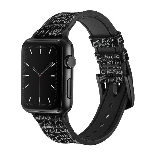 CA0773 Funny Words Blackboard Leather & Silicone Smart Watch Band Strap For Apple Watch iWatch