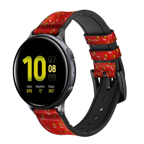 CA0248 fraise Bracelet de montre intelligente en silicone et cuir pour Samsung Galaxy Watch, Gear, Active