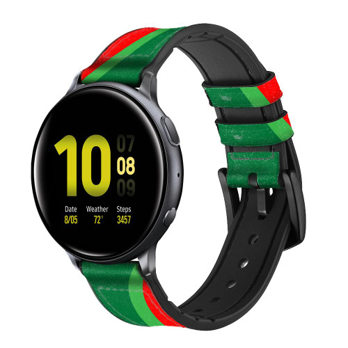 CA0294 Pastèque Bracelet de montre intelligente en silicone et cuir pour Samsung Galaxy Watch, Gear, Active