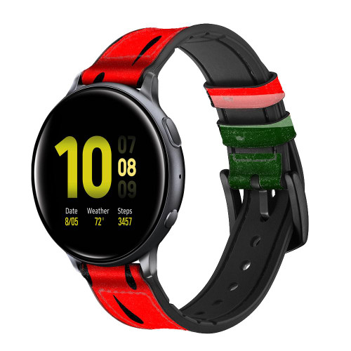 CA0304 Pastèque Bracelet de montre intelligente en silicone et cuir pour Samsung Galaxy Watch, Gear, Active