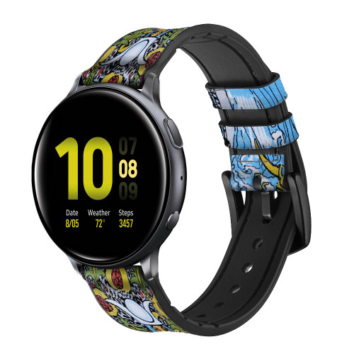 CA0431 Papesse carte de tarot Bracelet de montre intelligente en silicone et cuir pour Samsung Galaxy Watch, Gear, Active