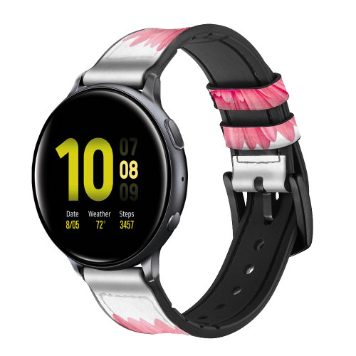 CA0554 Rose Gerbera millésimé Bracelet de montre intelligente en silicone et cuir pour Samsung Galaxy Watch, Gear, Active