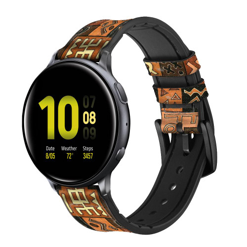 CA0756 Motif Art Mali Bracelet de montre intelligente en silicone et cuir pour Samsung Galaxy Watch, Gear, Active