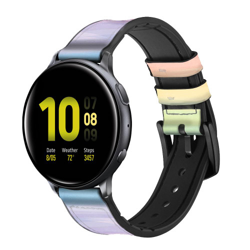 CA0798 Coloré Arc-en-ciel pastel Bracelet de montre intelligente en silicone et cuir pour Samsung Galaxy Watch, Gear, Active