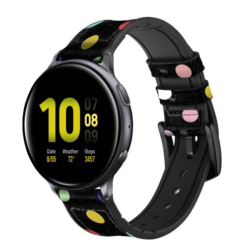 CA0816 Coloré à pois Bracelet de montre intelligente en silicone et cuir pour Samsung Galaxy Watch, Gear, Active