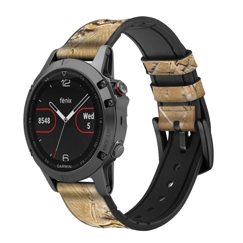 CA0047 Fossile de dinosaure Bracelet de montre intelligente en silicone et cuir pour Garmin Smartwatch